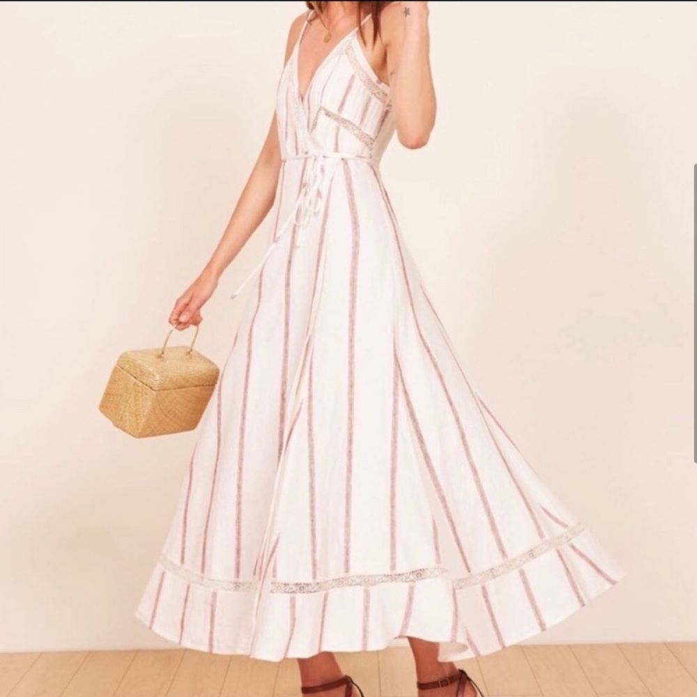 Reformation Ivory and Blush Maxi Dress
